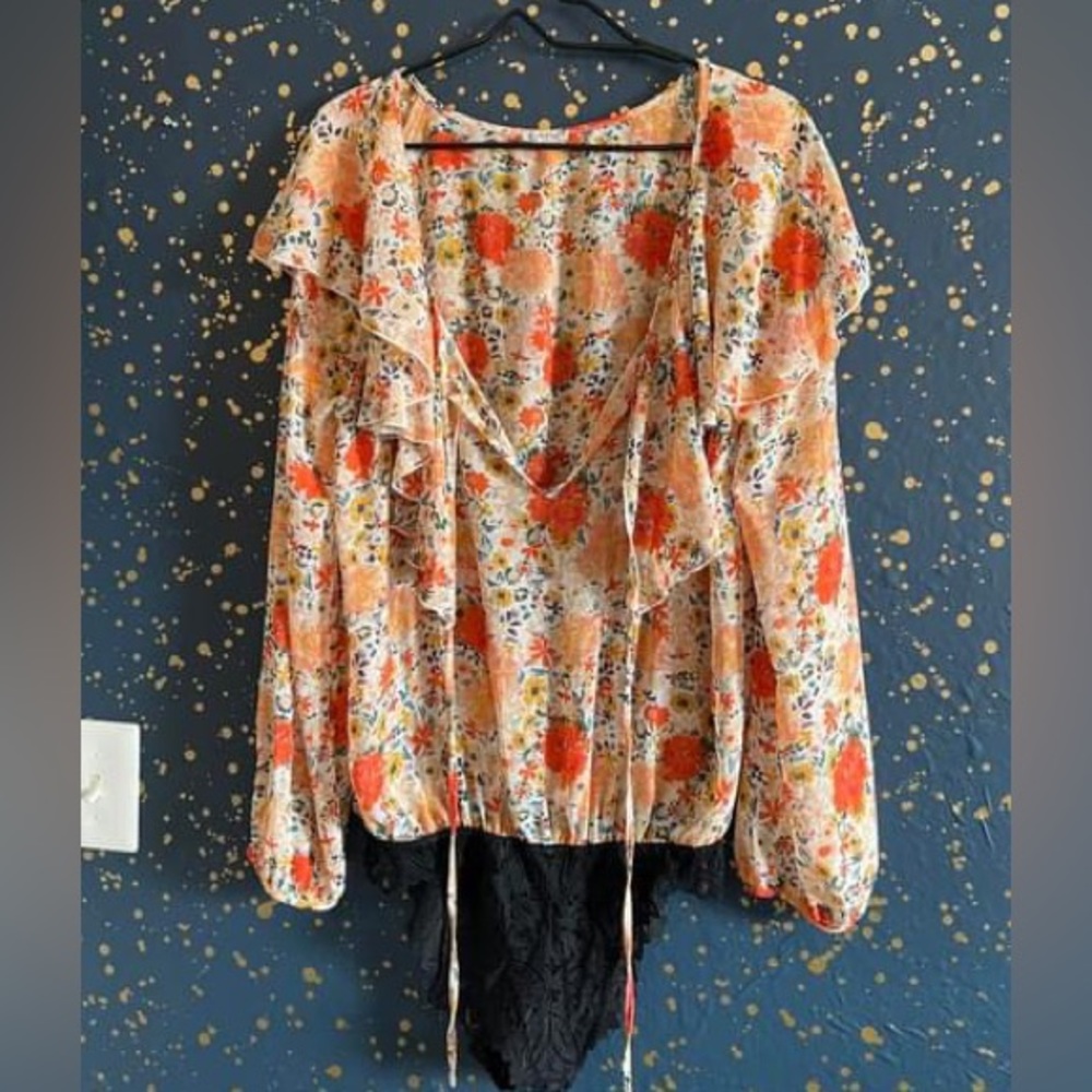 EUC Free People Floral Bodysuit